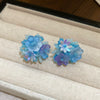 Resort Style Fabric Silver Needle Flower Geometric Handmade Tassel Earrings For Women