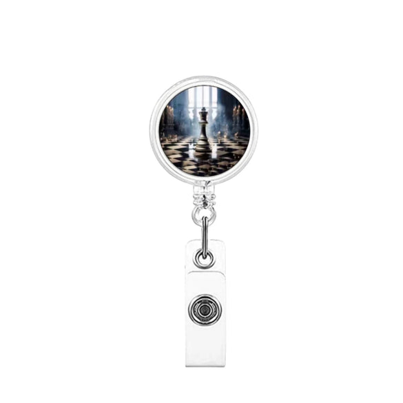 Retractable Id Badge Reel Puller Abs Material Modern Art Chess Glue Patch Easy Pull Buckle Printing