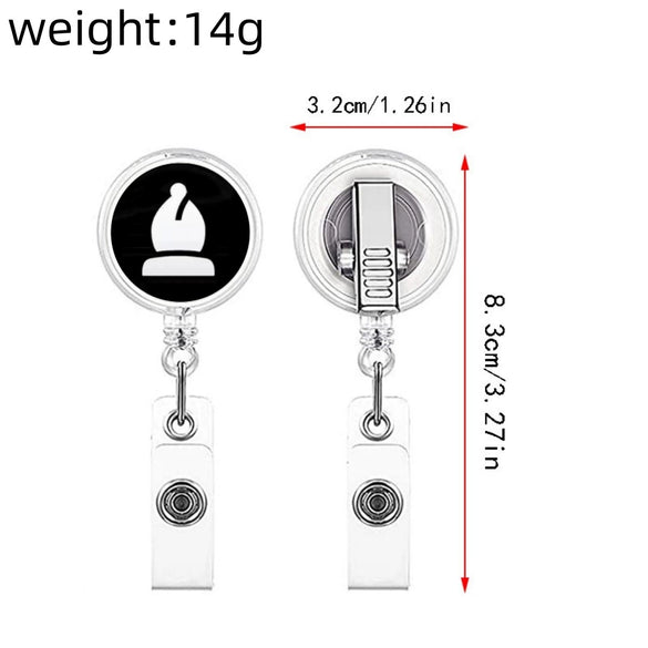 Retractable Id Badge Reel Puller Abs Material Modern Art Chess Glue Patch Easy Pull Buckle Printing