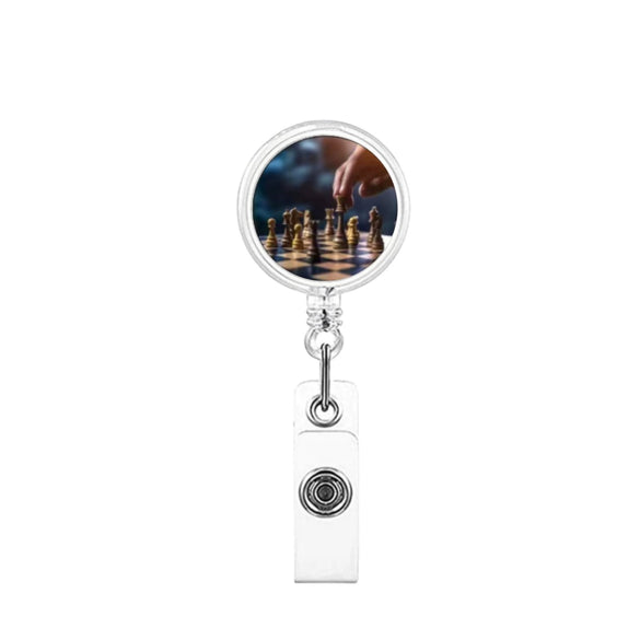 Retractable Id Badge Reel Puller Abs Material Modern Art Chess Glue Patch Easy Pull Buckle Printing