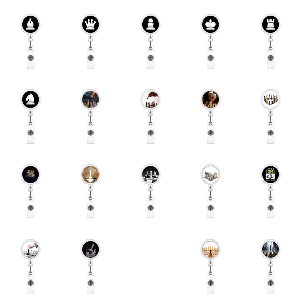 Retractable Id Badge Reel Puller Abs Material Modern Art Chess Glue Patch Easy Pull Buckle Printing