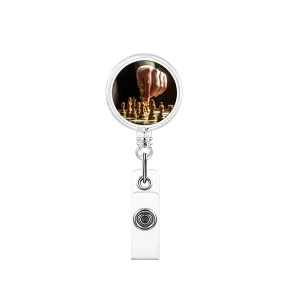 Retractable Id Badge Reel Puller Abs Material Modern Art Chess Glue Patch Easy Pull Buckle Printing