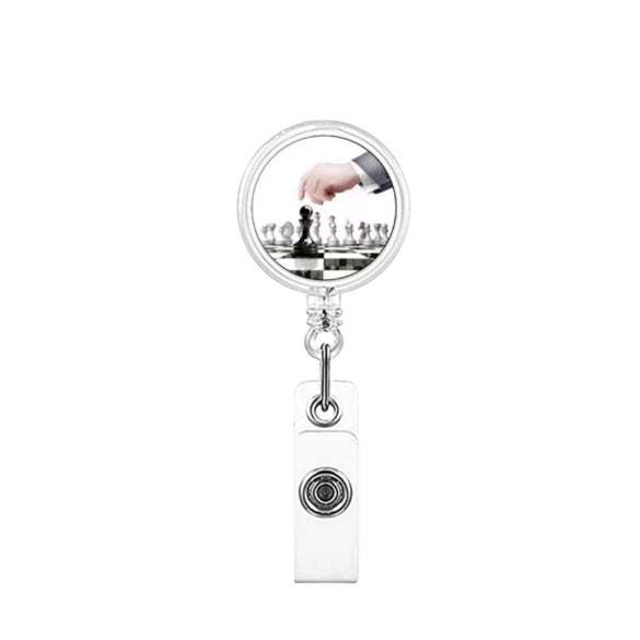 Retractable Id Badge Reel Puller Abs Material Modern Art Chess Glue Patch Easy Pull Buckle Printing