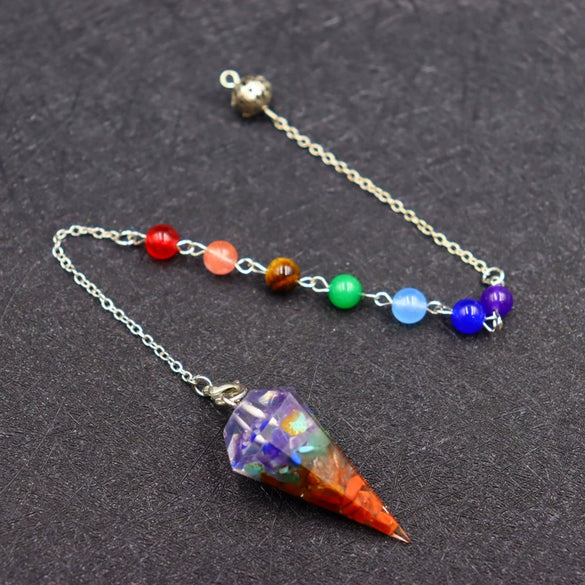 Retro Accessories Natural Crystal Gravel Resin Colorful Hexagonal Cone Column Handmade Spirit Pendant