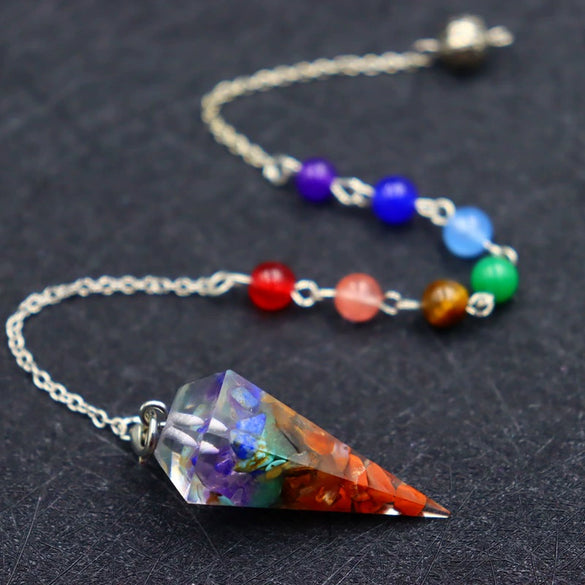 Retro Accessories Natural Crystal Gravel Resin Colorful Hexagonal Cone Column Handmade Spirit Pendant
