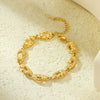 Retro Allmatch Geometric Stainless Steel Frosted Hollow Gold Plated Women's Bracelet