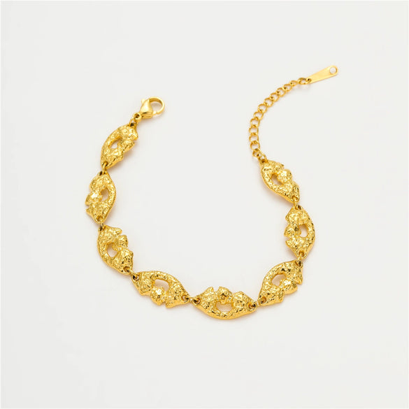 Retro Allmatch Geometric Stainless Steel Frosted Hollow Gold Plated Women's Bracelet