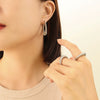 Retro Allmatch Spring Wire Earrings Titanium Steel Gold Plated Geometric Design