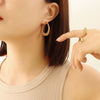 Retro Allmatch Spring Wire Earrings Titanium Steel Gold Plated Geometric Design