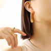 Retro Allmatch Spring Wire Earrings Titanium Steel Gold Plated Geometric Design