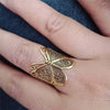 Retro Alloy Butterfly Opening Adjustable Animal Ring With Carved Design And Electroplating