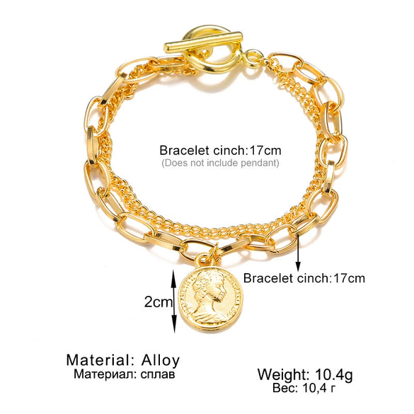 Retro Alloy Geometric Electroplating Bracelet Set Unisex