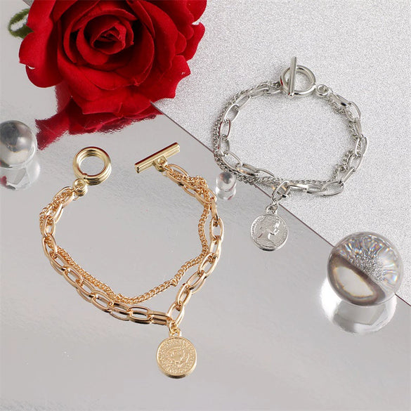 Retro Alloy Geometric Electroplating Bracelet Set Unisex