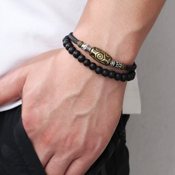 Retro Alloy Jewelry With Geometric Pattern And Electroplating Treatment Unisex Braided Wax Rope Pendant Clavicle Chain