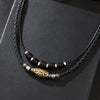 Retro Alloy Jewelry With Geometric Pattern And Electroplating Treatment Unisex Braided Wax Rope Pendant Clavicle Chain