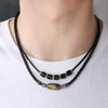 Retro Alloy Jewelry With Geometric Pattern And Electroplating Treatment Unisex Braided Wax Rope Pendant Clavicle Chain