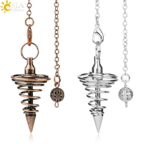 Retro Alloy Spiral Pendulum Necklace With Geometric Pendant Antique Copper Electroplated Finish And Ball Chain Jewelry Ornament