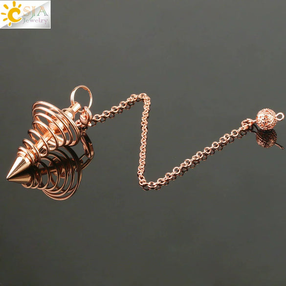 Retro Alloy Spiral Pendulum Necklace With Geometric Pendant Antique Copper Electroplated Finish And Ball Chain Jewelry Ornament