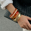 Retro Amber Smudged Acrylic Resin Wide Bracelet With Electroplating And Geometric Style