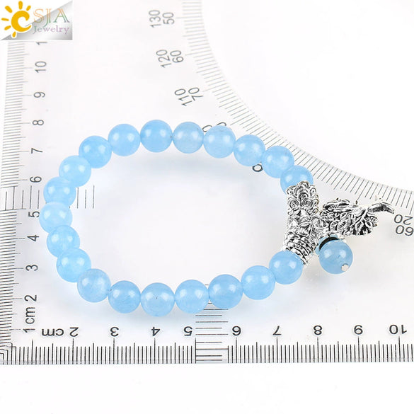 Retro Ancient Style Silver Plated Bracelet With Life Tree Design And Blue Semi Precious Stones And Crystal