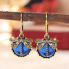 Retro Animal Geometric Copper Earrings For Women With Imitation Moonstone And Dragonfly Design