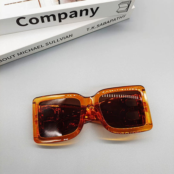 Retro B Shaped Square Large Frame Sunglasses For Women And Men Frame Material Pc Lens Material Resin