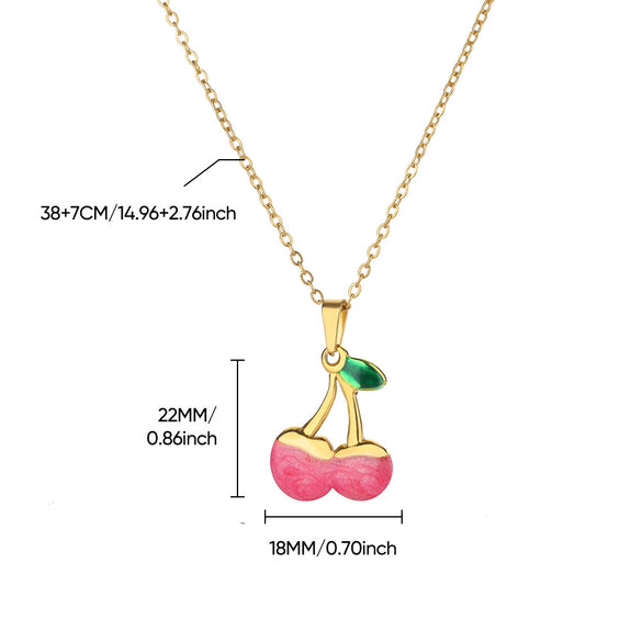Retro Baroque Insect Fruit Stainless Steel Pendant Necklace With O Word Chain And Electroplating