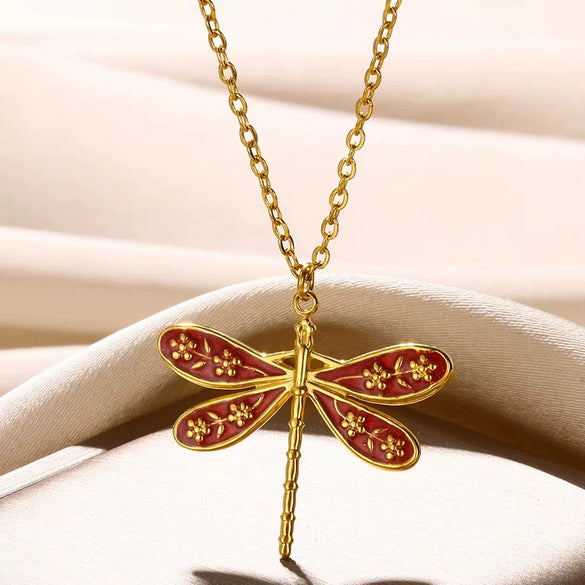 Retro Baroque Insect Fruit Stainless Steel Pendant Necklace With O Word Chain And Electroplating