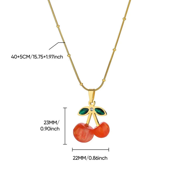 Retro Baroque Insect Fruit Stainless Steel Pendant Necklace With O Word Chain And Electroplating