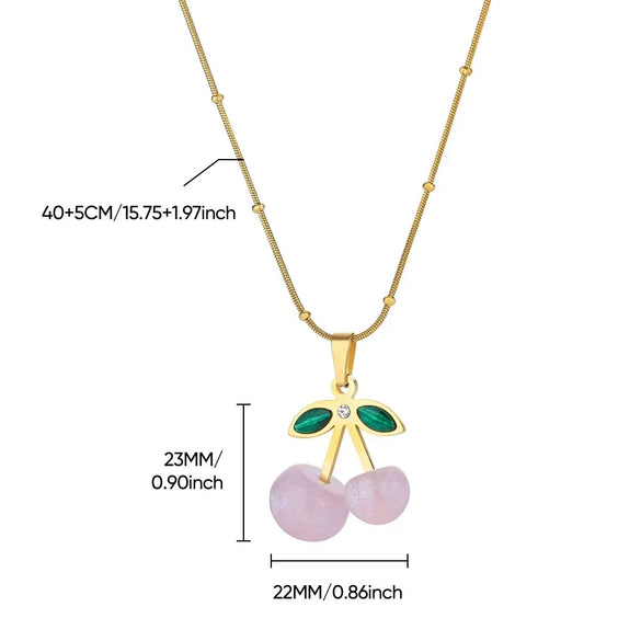 Retro Baroque Insect Fruit Stainless Steel Pendant Necklace With O Word Chain And Electroplating