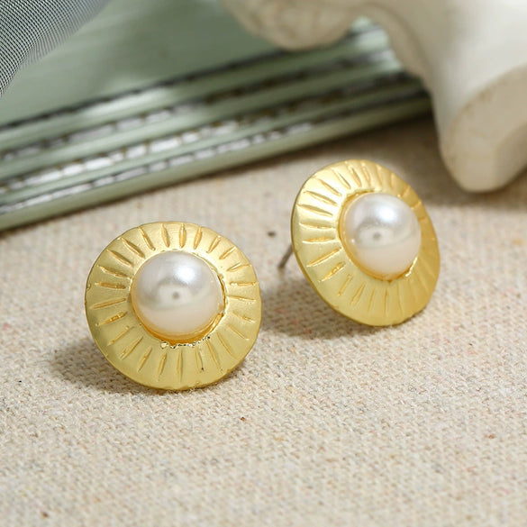 Retro Baroque Pearl Earrings For Women Simple Elegant Natural Style Trendy Ear Jewelry
