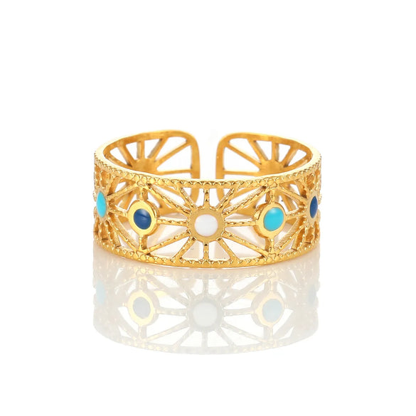 Retro Baroque Style Classic Style Round 304 Stainless Steel 18K Gold Plated Open Rings In Bulk