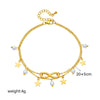 Retro Beach Style Multi Layer Stacked Tassel Geometric Five Pointed Star Pendant Titanium Steel Electroplated Metal Anklet