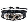 Retro Beaded Artificial Leather Woven Jewelry Adjustable Bracelet With Geometric Pattern And Electroplating For Unisex