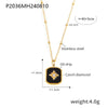 Retro Black Acrylic Oil Drop Diamond Star Square Necklace For Women Stainless Steel Gold Plated Geometric Pattern Electroplated