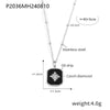 Retro Black Acrylic Oil Drop Diamond Star Square Necklace For Women Stainless Steel Gold Plated Geometric Pattern Electroplated