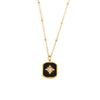 Retro Black Acrylic Oil Drop Diamond Star Square Necklace For Women Stainless Steel Gold Plated Geometric Pattern Electroplated