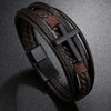 Retro Black Cross Multilayer Handwoven Leather Men's Bracelet