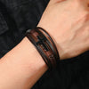 Retro Black Cross Multilayer Handwoven Leather Men's Bracelet
