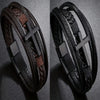 Retro Black Cross Multilayer Handwoven Leather Men's Bracelet