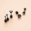 Retro Black Stainless Steel Inlaid Colorful Dream Zircon Geometric Electroplated Women's Ear Bone Nail Cartilage Puncture Earrings