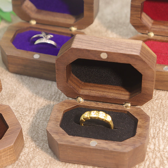 Retro Black Walnut Wooden Jewelry Storage Box For Women Ring And Earrings Packaging Display Case