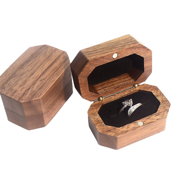 Retro Black Walnut Wooden Jewelry Storage Box For Women Ring And Earrings Packaging Display Case