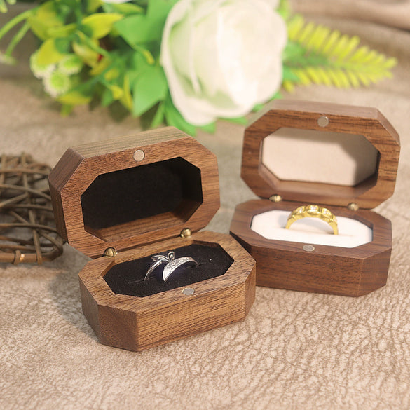 Retro Black Walnut Wooden Jewelry Storage Box For Women Ring And Earrings Packaging Display Case