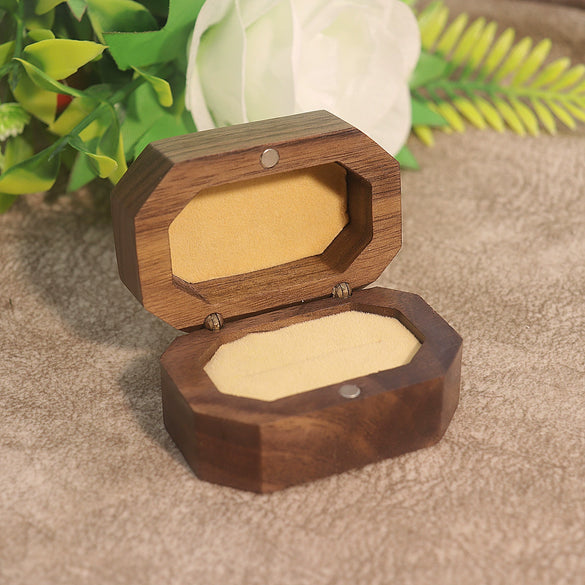 Retro Black Walnut Wooden Jewelry Storage Box For Women Ring And Earrings Packaging Display Case