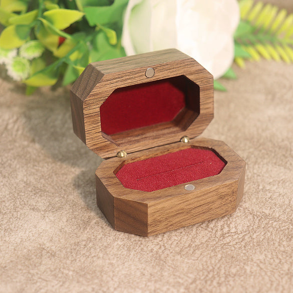 Retro Black Walnut Wooden Jewelry Storage Box For Women Ring And Earrings Packaging Display Case