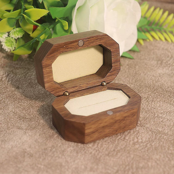 Retro Black Walnut Wooden Jewelry Storage Box For Women Ring And Earrings Packaging Display Case