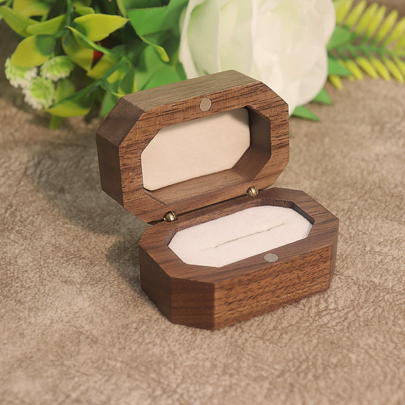 Retro Black Walnut Wooden Jewelry Storage Box For Women Ring And Earrings Packaging Display Case