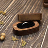 Retro Black Walnut Wooden Ring Jewelry Box With Flannel Lining Carved Wooden Packaging Box