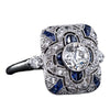 Retro Blue And White Zircon Constellation Ring Electroplated Metal Cartoon Style Fashion Jewelry For Unisex